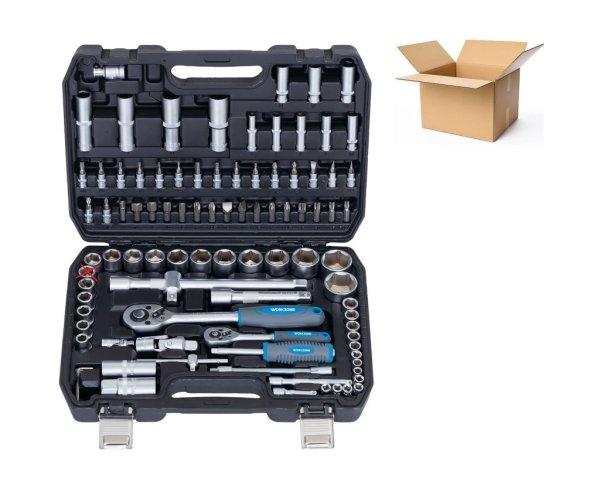 HIÁNYOS WorkZone / ParkSide Mixed Socket Set 93 részes 1/4" - 1/2" 4
- 32 mm CR-V dugókulcs és bit készlet, racsnis krovakészlet kofferben