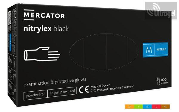 Mercator nitrylex® PÚDERMENTES Nitril vizsgálókesztyű - fekete