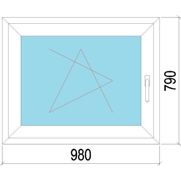 100x80 műanyag ablak, egyszárnyú, bukó/nyíló 3 réteg