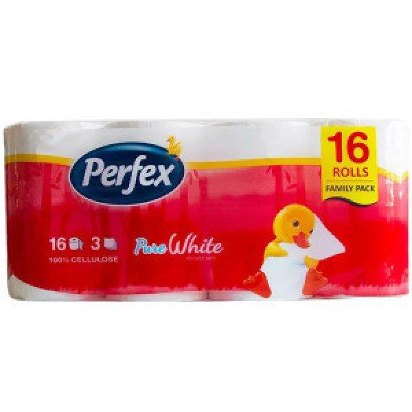 6x Perfex Pure White WC-papír 16 tekercs, 3 rétegű, 120 lapos