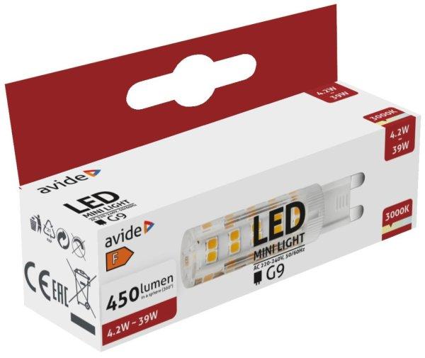 Avide LED 4.2W G9 WW 3000K fekvő