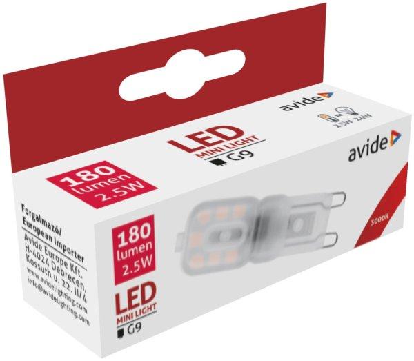 Avide LED 2.5W G9 WW 3000K fekvő