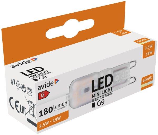 Avide LED 2.5W G9 NW 4000K fekvő