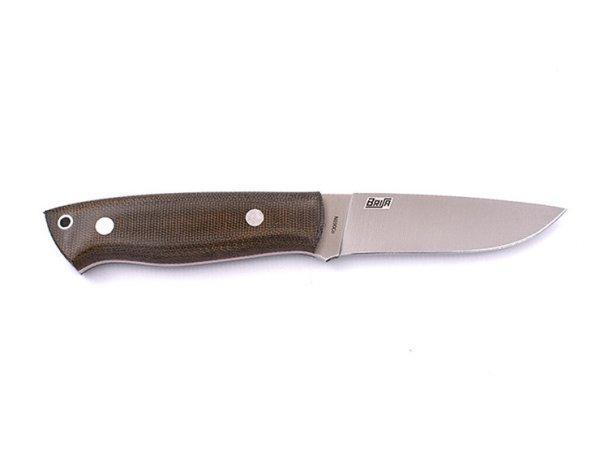 Brisa Trapper 95 N690 Flat / Green Micarta / Sheath Bushcraft 95