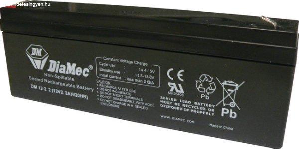 Diamec DM12-2.2 12V 2.2Ah zselés ólom akkumulátor gondozásmentes