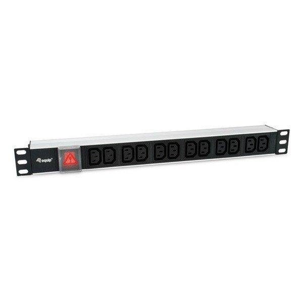 Equip Hálózati Elosztó - 333318 (Schuko, 12x C13, Rack 1U, 1,8m kábel,
fekete)