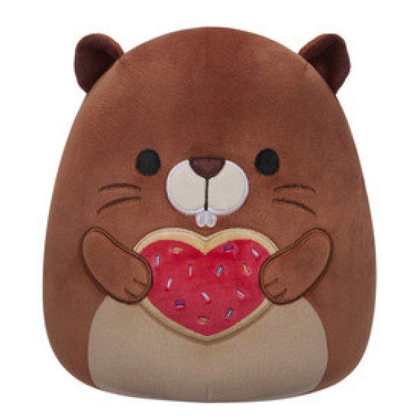 Squishmallows 20 cm - Chip a barna hód szívet tartva