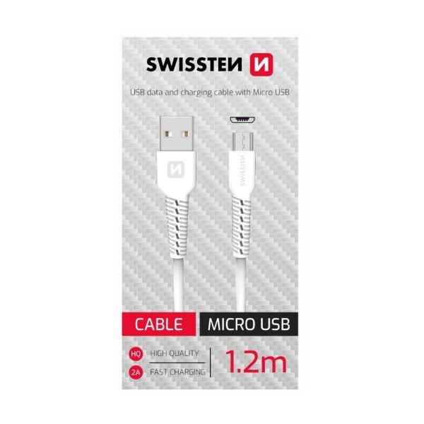 Datový kabel USB / micro USB (bílý, 1,2m)|Swissten