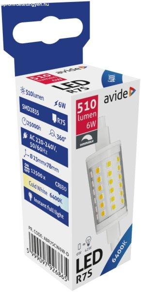 Avide LED 6W R7S 23x78mm CW 6400K Fényerőszabályzós