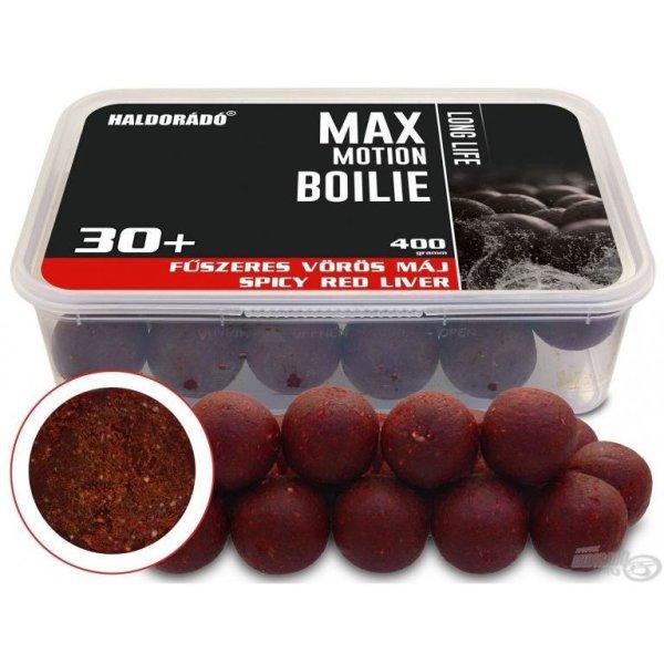 HALDORÁDÓ MAX MOTION Boilie Long Life 30+ mm - Fűszeres Vörös Máj 400g