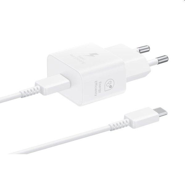 Gyorstöltő Samsung 25W USB-C kábellel, fehér