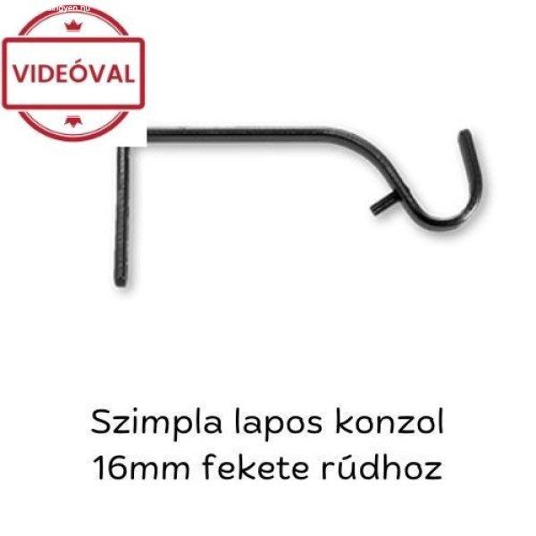 Lapos szimpla konzol 16mm-es rúdhoz fekete