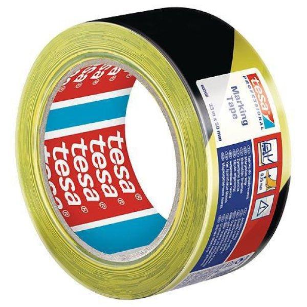 Szalag tesa® PRO Marking, kordonszalag, sárga-fekete, 50 mm, L-33 m