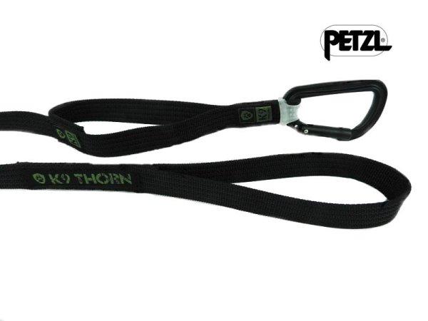 K9 Thorn dupla markolatú póráz petzl karabinerrel, fekete, XL