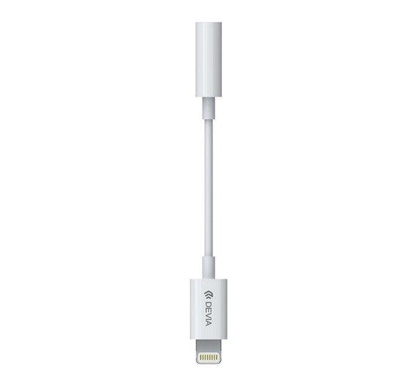 DEVIA audió adapter kábel (3.5mm jack aljzat - lightning, 12cm) FEHÉR