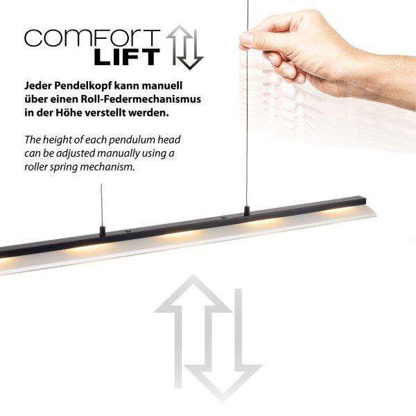 Design függőlámpa fekete, beépített, dimmelhető LED-del, 3 fokozatú
Easylift rendszerrel - Nele