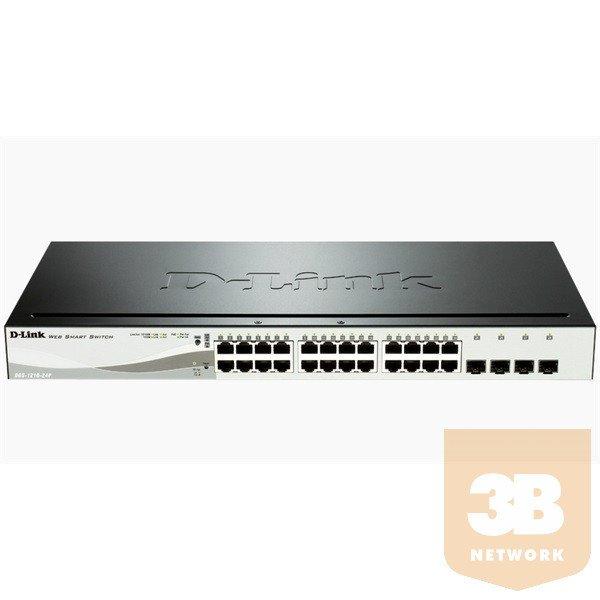 D-LINK Switch 24x1000Mbps (24xPOE) + 4xGigabit kombó SFP Menedzselhető Rackes,
DGS-1210-24P/E