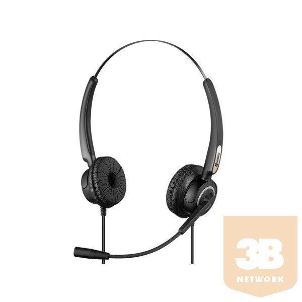 Sandberg Fejhallgató - USB Office Headset Pro Stereo (USB; mikrofon; hangerő
szabályzó; 2,1m kábel; fekete)