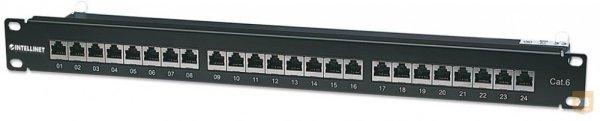 INTELLINET Patch Panel 19'' 24 portos STP kat.6, fekete