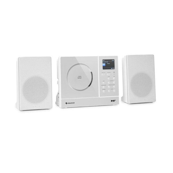 Auna Connect Vertical, internetes rádió, 2x5 W RMS, CD, IR/FM/DAB+, Spotify,
BT, fehér