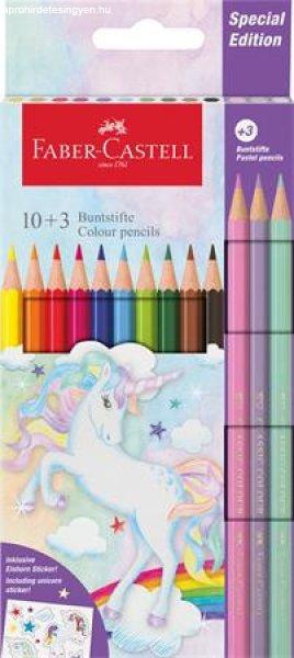 Színes ceruza készlet, hatszögletű, FABER-CASTELL"Unikornis" 10+3
különböző szín