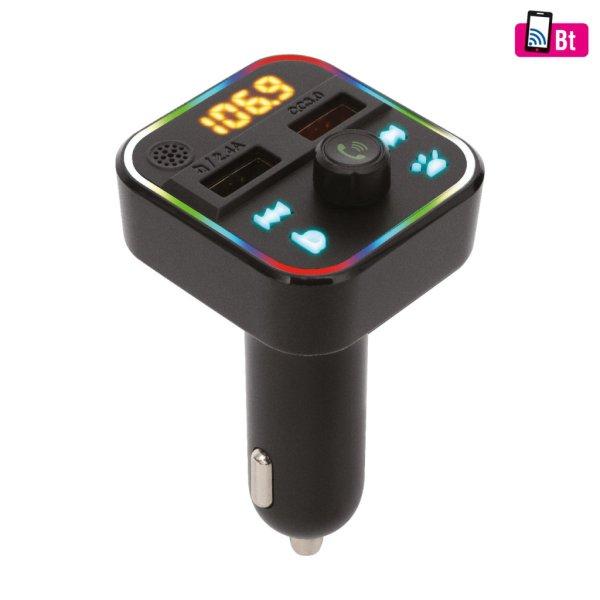 SAL FMBT 18RGB autós kihangosító és töltő, 5 in 1, FM modulátor, dupla
USB gyorstöltő, feszültségmérő, basszus-kiemelés gomb