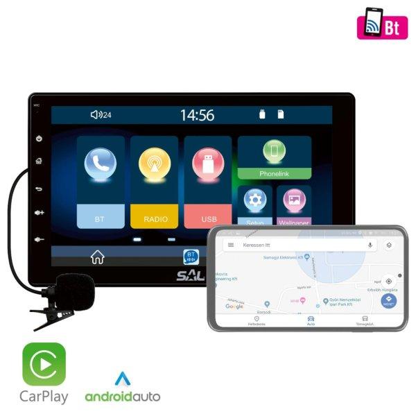 SAL VB X1000 autórádió és multimédiás lejátszó, 4 x 45 W, 2 + 1 RCA,
CarPlay, Android Auto, USB Mirror Link