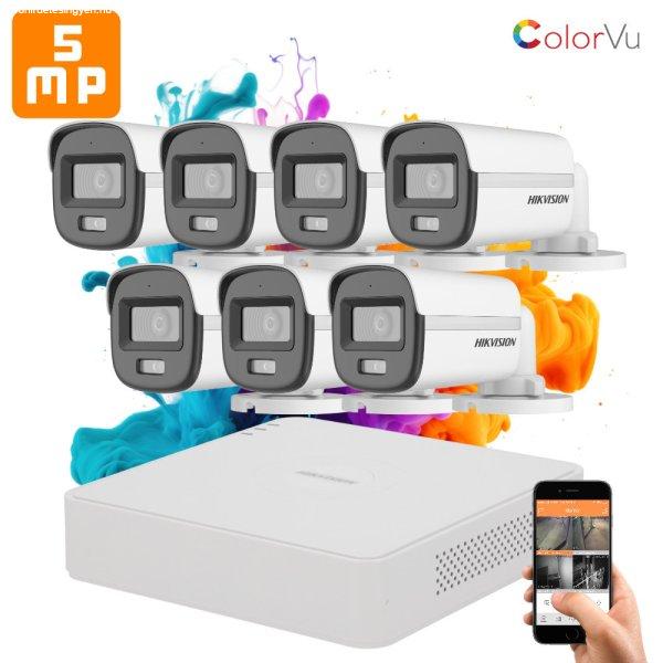 Hikvision ColorVu 7 kamerás biztonsági kamera rendszer 5MP színes éjszakai
képpel