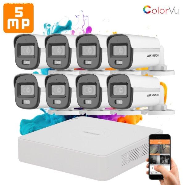 Hikvision ColorVu 8 kamerás biztonsági kamera rendszer 5MP színes éjszakai
képpel