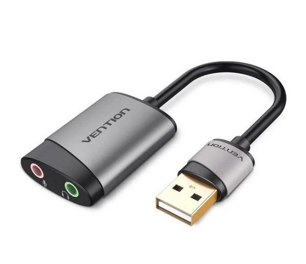 Vention USB 2.0 -> 3.5mm/F (külső, szürke), 0,15m, hangkártya