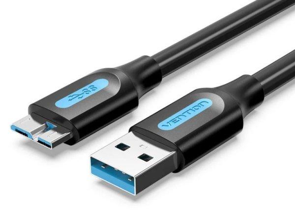 Vention USB-A 3.0/M -> Micro USB-B, ( PVC,fekete), 2m, kábel