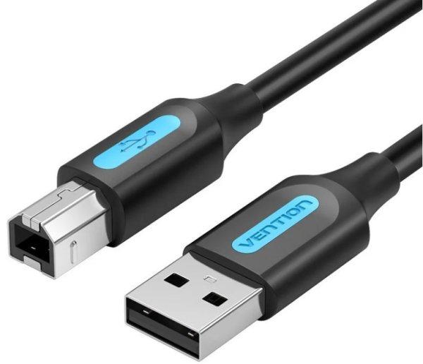 Vention USB-A 2.0/M -> USB-B/M, (PVC, fekete, nyomtatókábel,
printerkábel), 10m, kábel