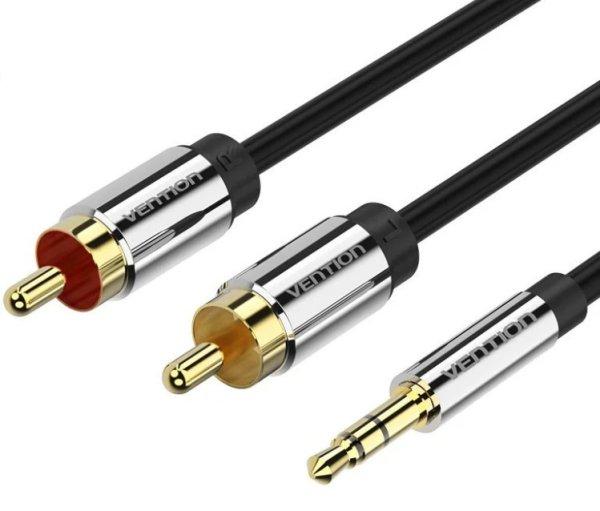 Vention 3.5mm jack/M -> 2*RCA/M, (audio, aranyozott, fémház), 2m, kábel