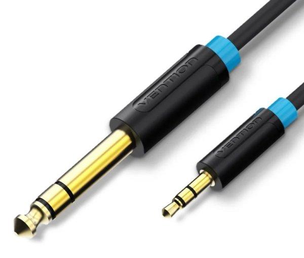 Vention 6.5mm jack/M -> 3.5mm jack/M, (audio,fekete), 2m, kábel