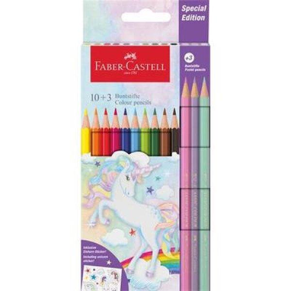 Színes ceruza készlet, hatszögletű, FABER-CASTELL"Unikornis" 10+3
különböző szín