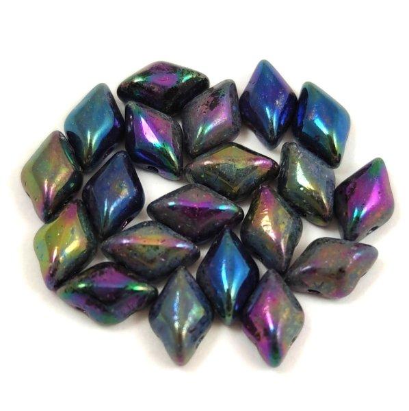 Gemduo cseh préselt üveggyöngy - Metallic Purple Iris - 5x8 mm