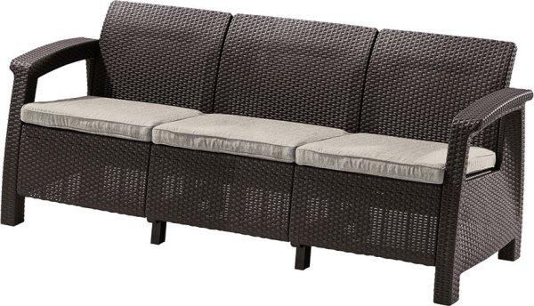 Keter Corfu love seat max háromszemélyes polyrattan kerti kanapé - barna 