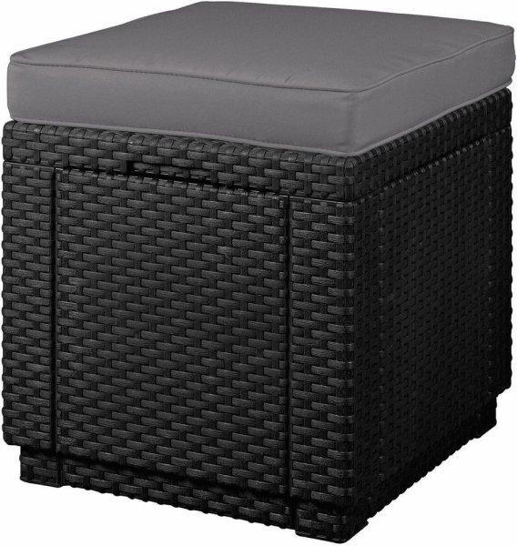 Keter Cube polyrattan kerti taburett - grafit 