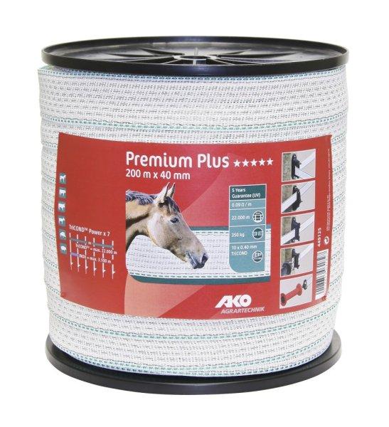 AKO Premium Plus villanypásztorszalag 200m x 40 mm fehér/zöld