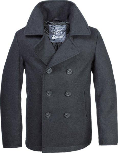 Brandit Pea Coat férfi kabát, fekete