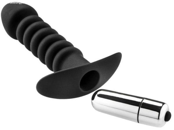 ZENN Premium Ribbed Butt Plug with Strong Vibrating Bullet