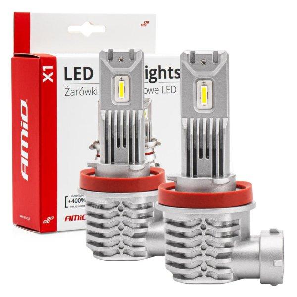 Amio Led Izzó X1 sorozat H8/H9/H11/H16 12V 40W 6500K 2db