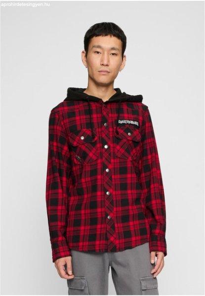 Brandit Iron Maiden Checkshirt Sweathood Eddy dark red/black