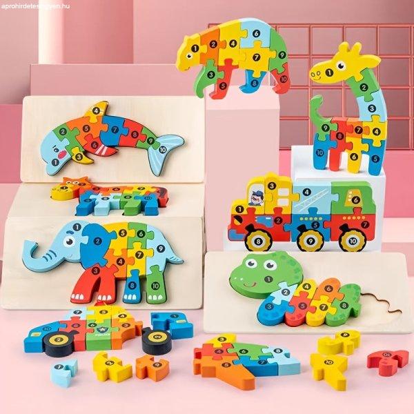 3D-s Montessori fa puzzle játék - Rakéta