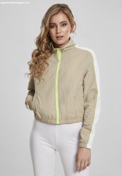 Urban Classics Ladies Short Piped Track Jacket concrete/electriclime