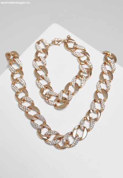 Urban Classics Basic Diamond Necklace And Bracelet Set gold