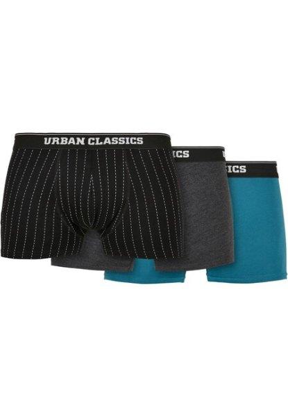 Urban Classics Organic Boxer Shorts 3-Pack pinstripe aop+charcoal+jasper