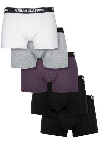 Urban Classics Organic Boxer Shorts 5-Pack purplenight+grey+wht+blk+blk