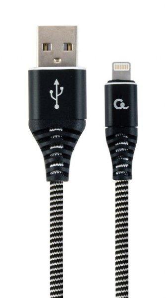 Gembird CC-USB2B-AMLM-1M-BW Premium cotton braided 8-pin cable charging and data
cable 1m Black/White