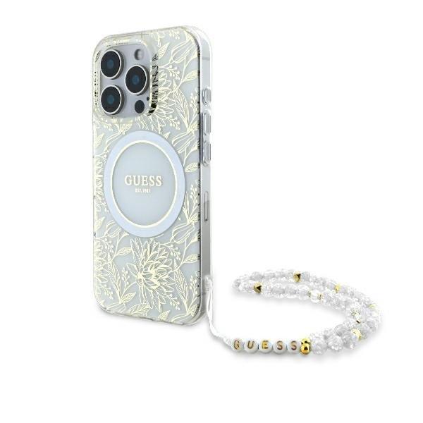 Guess GUHMP16XHCPOFPH IML Flowers Allover Electro With Pearl Strap MagSafe
keménytok iPhone 16 Pro Max - fehér